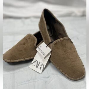 Zara Espadrille Shoes Women’s‎ Size 38 US 7.5 Beige Tan Slip On Loafers 2533 NEW